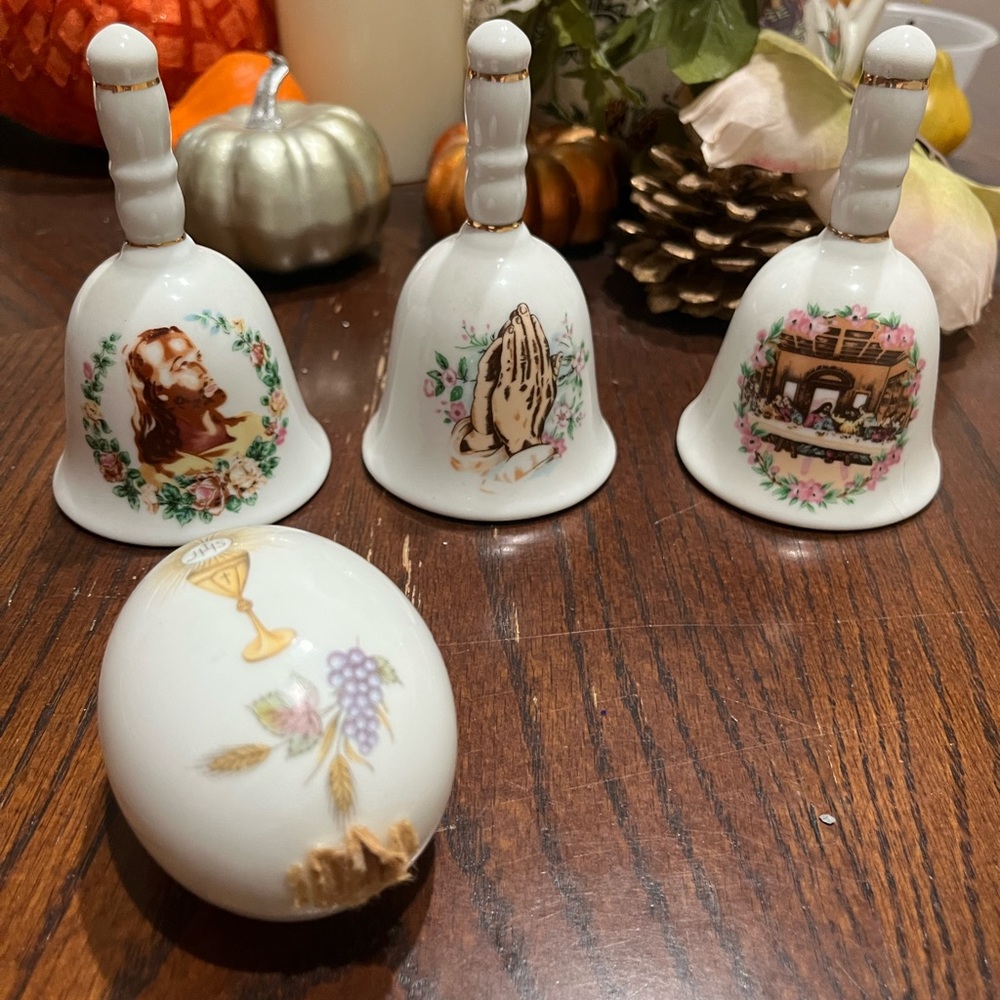 Antique Christian bell set